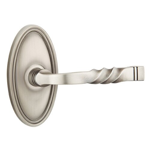Emtek Privacy Right Handed Sante Fe Lever With Oval Rose in Pewter