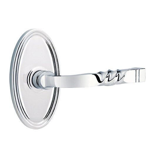 Emtek Privacy Right Handed Sante Fe Lever With Oval Rose in Polished Chrome
