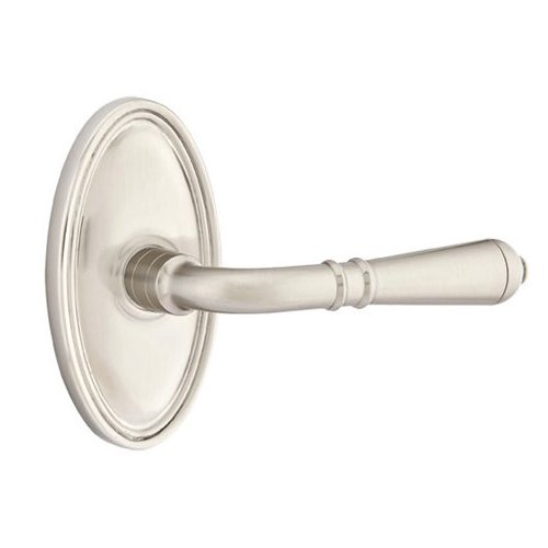 Emtek Privacy Right Handed Turino Door Lever With Oval Rose in Satin Nickel