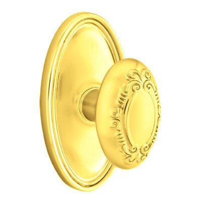 Emtek Privacy Victoria Knob With Oval Rose in Polished Brass