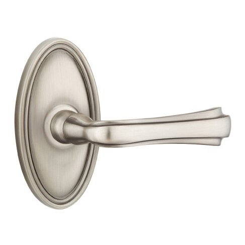 Emtek Privacy Right Handed Wembley Lever With Oval Rose in Pewter