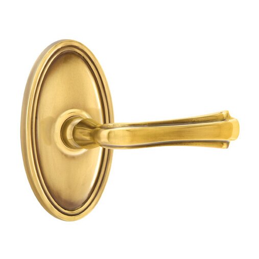 Emtek Privacy Right Handed Wembley Lever With Oval Rose in French Antique Brass