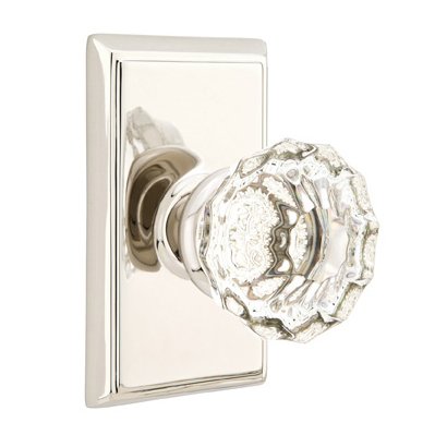 Emtek Astoria Privacy Door Knob with Rectangular Rose in Polished Nickel