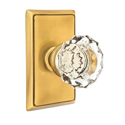 Emtek Astoria Privacy Door Knob with Rectangular Rose and Concealed Screws in French Antique Brass