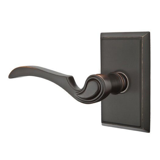 Emtek Privacy Left Handed Coventry Lever With Rectangular Rose in Oil Rubbed Bronze