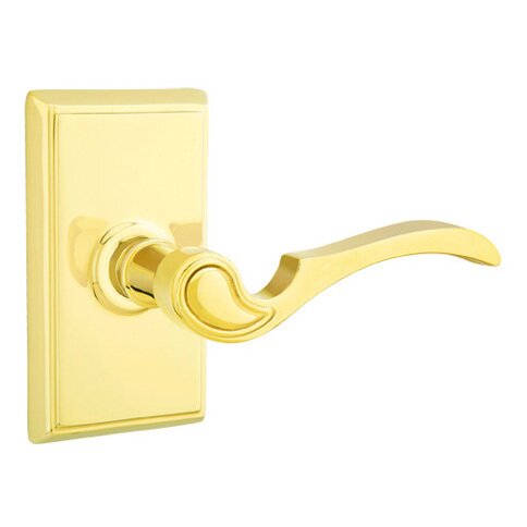Emtek Privacy Right Handed Coventry Lever With Rectangular Rose in Unlacquered Brass