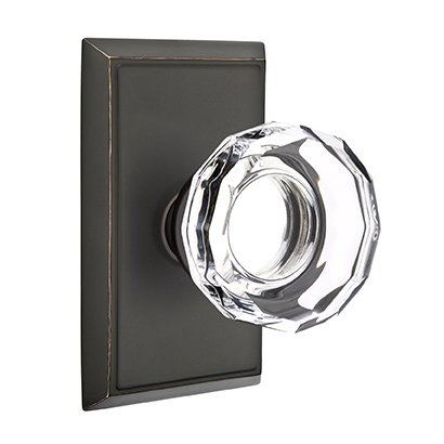 Emtek Lowell Privacy Door Knob and Rectangular Rose with Concealed Screws in Oil Rubbed Bronze