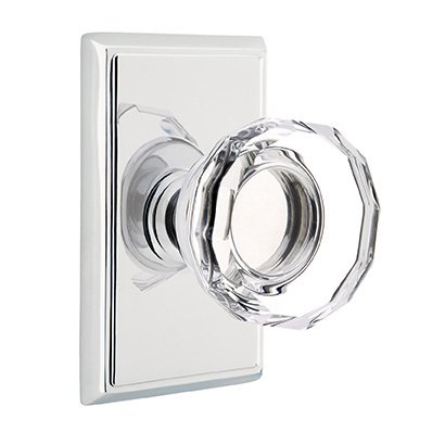 Emtek Lowell Privacy Door Knob and Rectangular Rose with Concealed Screws in Polished Chrome