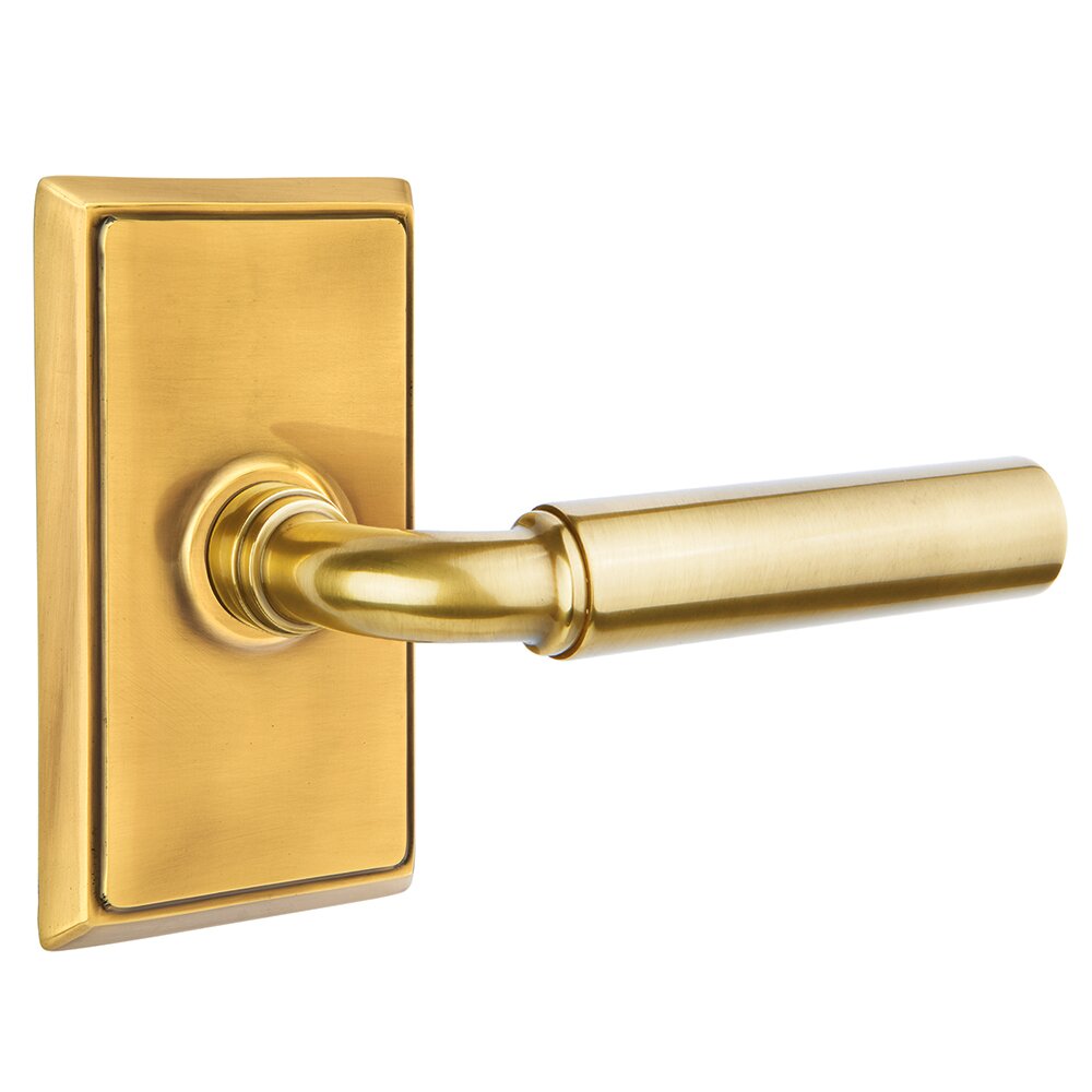 Emtek Privacy Right Handed Manning Door Lever With Rectangular Rose in French Antique Brass