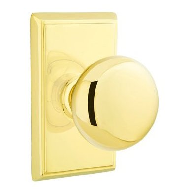 Emtek Privacy Providence Door Knob With Rectangular Rose in Polished Brass