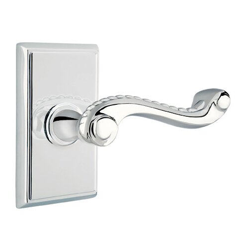 Emtek Privacy Right Handed Rope Lever With Rectangular Rose in Polished Chrome