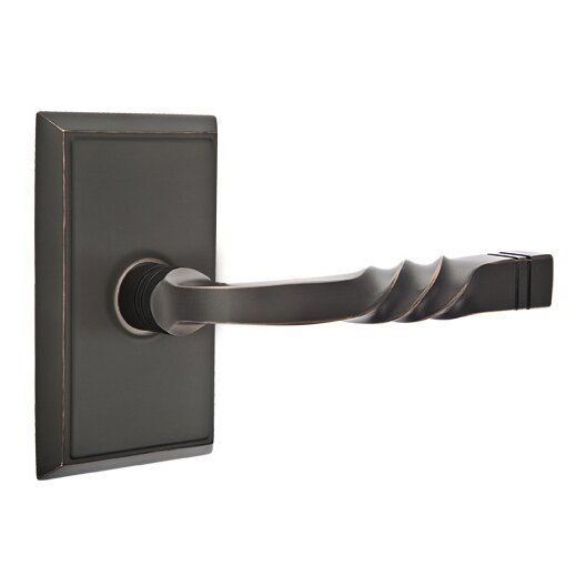Emtek Privacy Right Handed Sante Fe Lever With Rectangular Rose in Oil Rubbed Bronze