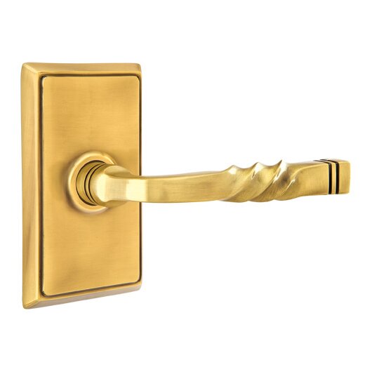 Emtek Privacy Right Handed Sante Fe Lever With Rectangular Rose in French Antique Brass