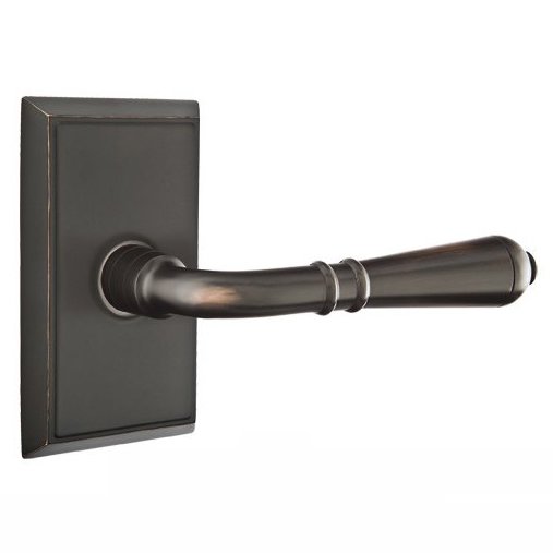 Emtek Privacy Right Handed Turino Door Lever With Rectangular Rose in Oil Rubbed Bronze