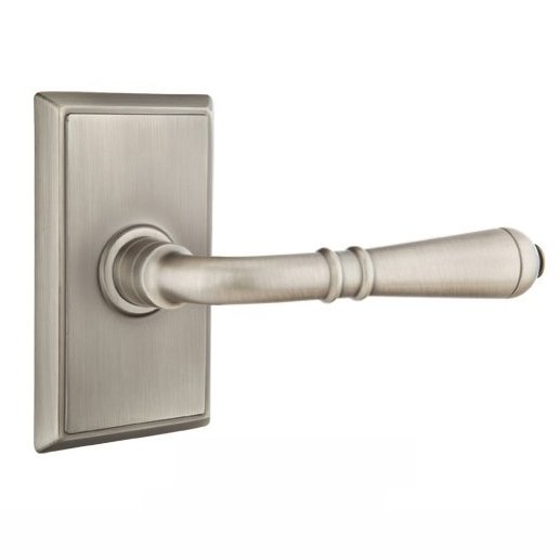 Emtek Privacy Right Handed Turino Door Lever With Rectangular Rose in Pewter