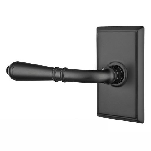 Emtek Privacy Left Handed Turino Door Lever With Rectangular Rose in Flat Black