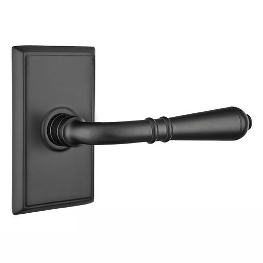 Emtek Privacy Right Handed Turino Door Lever With Rectangular Rose in Flat Black