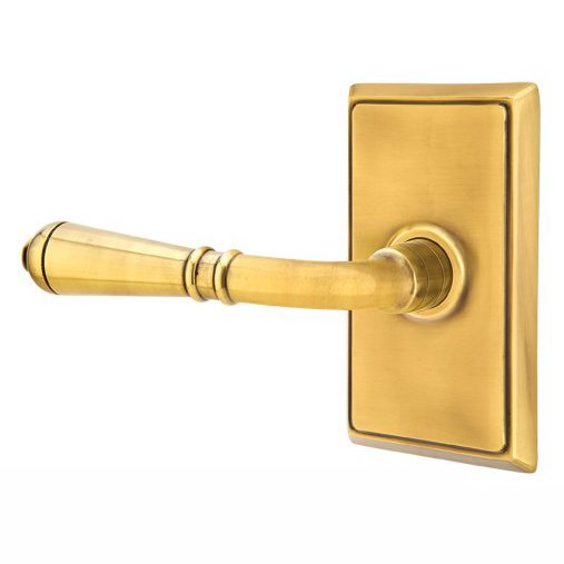 Emtek Privacy Left Handed Turino Door Lever With Rectangular Rose in French Antique Brass