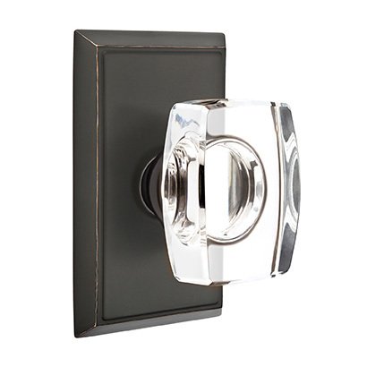 Emtek Windsor Privacy Door Knob and Rectangular Rose with Concealed Screws in Oil Rubbed Bronze