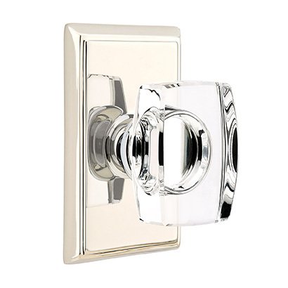Emtek Windsor Privacy Door Knob with Rectangular Rose in Polished Nickel