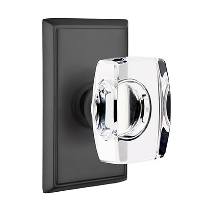 Emtek Windsor Privacy Door Knob and Rectangular Rose with Concealed Screws in Flat Black
