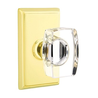 Emtek Windsor Privacy Door Knob with Rectangular Rose in Polished Brass