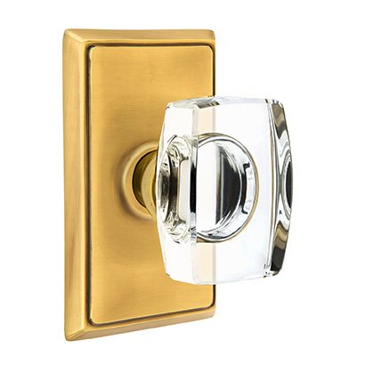Emtek Windsor Privacy Door Knob and Rectangular Rose with Concealed Screws in French Antique Brass