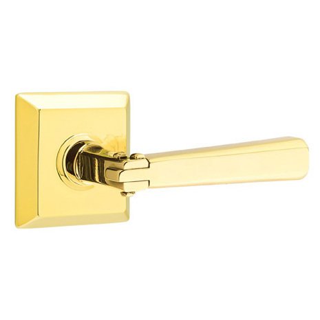 Emtek Privacy Arts & Crafts Door Lever with Quincy Rose with Concealed Screws in Unlacquered Brass