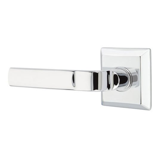 Emtek Privacy Aston Left Handed Lever and Quincy Rose in Polished Chrome With Concealed Screws