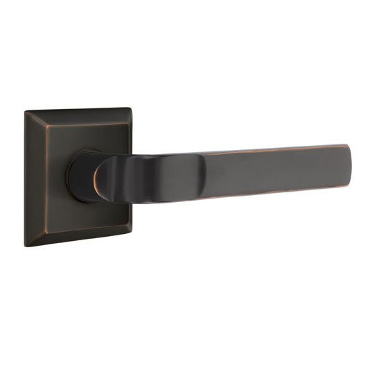 Emtek Privacy Aston Right Handed Lever and Quincy Rose in Oil Rubbed Bronze With Concealed Screws