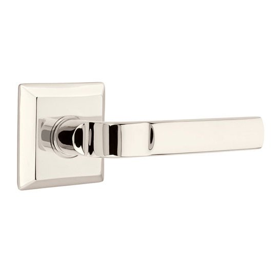 Emtek Privacy Aston Right Handed Lever with Quincy Rose in Polished Nickel