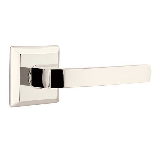 Emtek Privacy Breslin Right Handed Lever with Quincy Rose in Polished Nickel