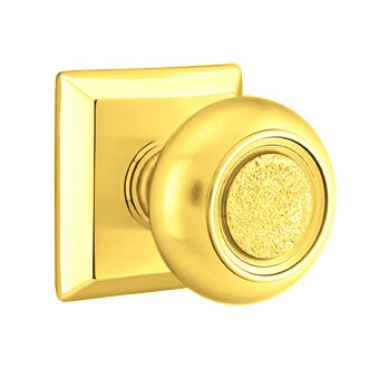 Emtek Privacy Belmont Knob With Quincy Rose in Polished Brass