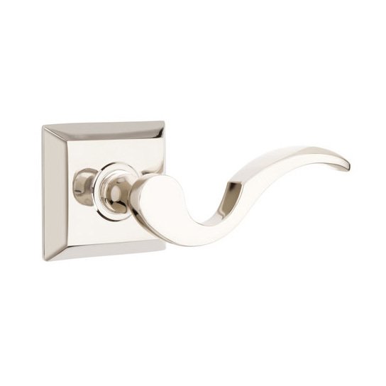 Emtek Privacy Right Handed Cortina Door Lever With Quincy Rose in Polished Nickel