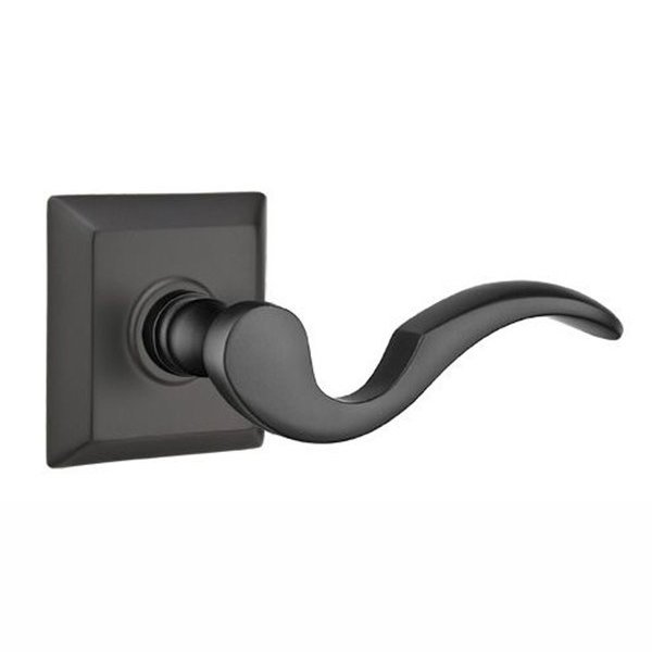 Emtek Privacy Right Handed Cortina Door Lever With Quincy Rose in Flat Black