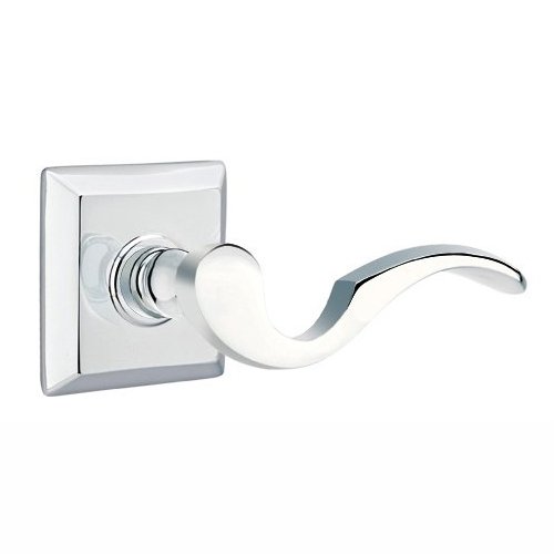 Emtek Privacy Right Handed Cortina Door Lever With Quincy Rose in Polished Chrome