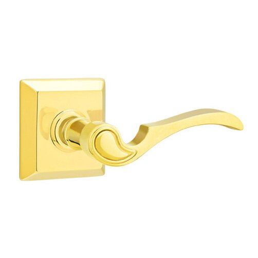 Emtek Privacy Right Handed Coventry Lever With Quincy Rose in Unlacquered Brass