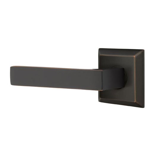 Emtek Privacy Dumont Left Handed Lever and Quincy Rose in Oil Rubbed Bronze with Concealed Screws
