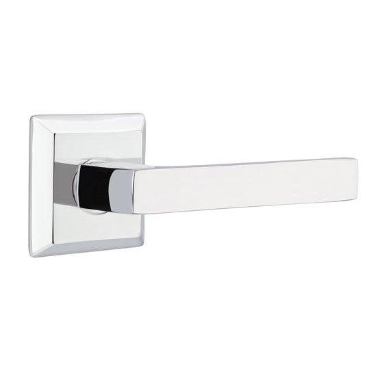 Emtek Privacy Dumont Right Handed Lever with Quincy Rose in Polished Chrome