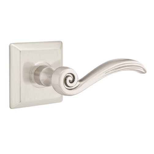 Emtek Privacy Right Handed Elan Lever With Quincy Rose in Satin Nickel
