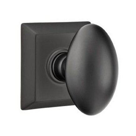 Emtek Privacy Egg Door Knob With Quincy Rose in Flat Black