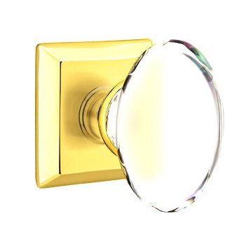 Emtek Hampton Privacy Door Knob with Quincy Rose in Unlacquered Brass