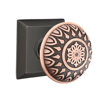 Emtek Privacy Lancaster Knob With Quincy Rose in Oil Rubbed Bronze
