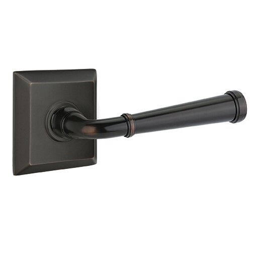 Emtek Privacy Right Handed Merrimack Lever With Quincy Rose in Oil Rubbed Bronze