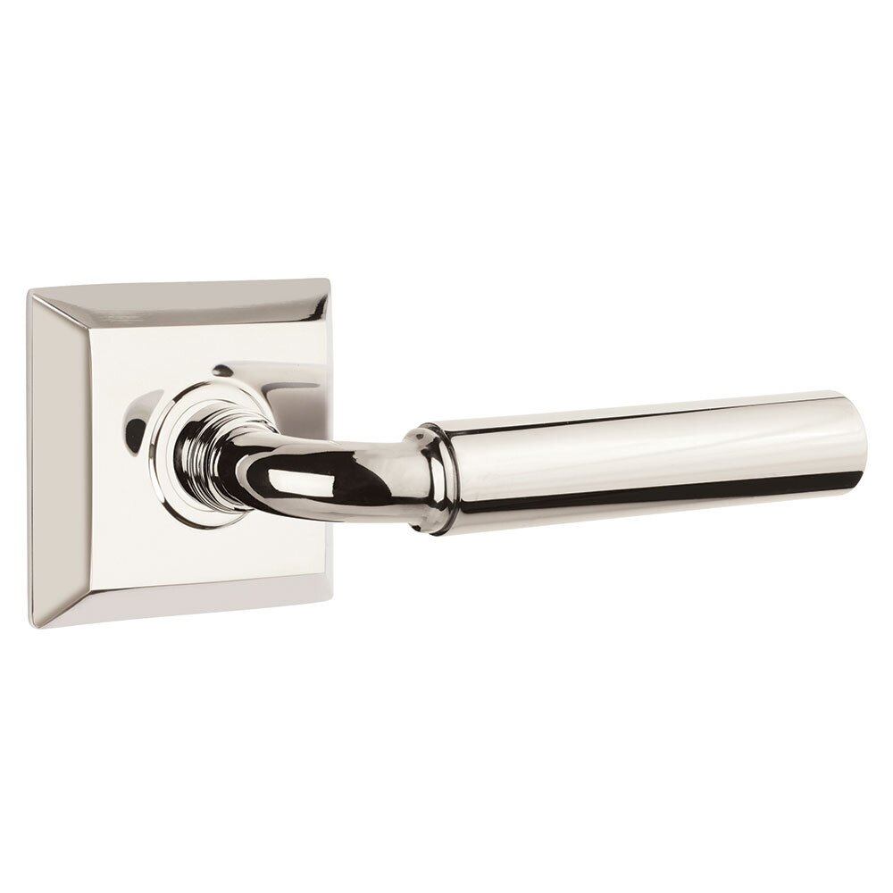 Emtek Privacy Right Handed Manning Door Lever With Quincy Rose in Polished Nickel