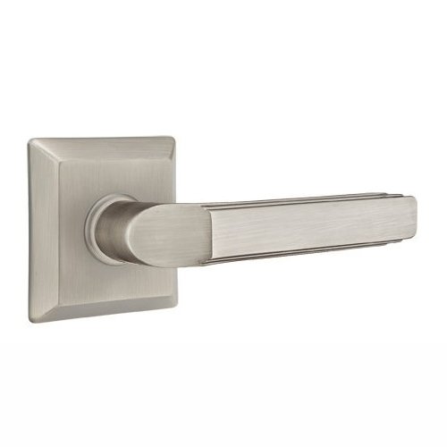 Emtek Privacy Right Handed Milano Door Lever With Quincy Rose in Pewter