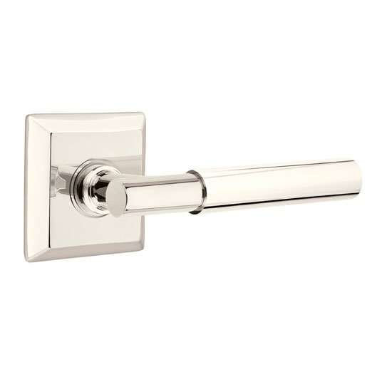 Emtek Privacy Myles Right Handed Lever with Quincy Rose and Concealed Screws in Polished Nickel