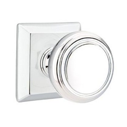 Emtek Privacy Norwich Door Knob With Quincy Rose in Polished Chrome
