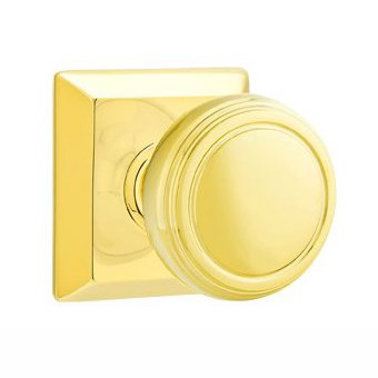 Emtek Privacy Norwich Door Knob With Quincy Rose in Polished Brass