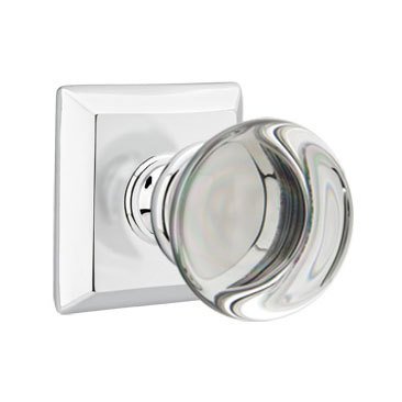 Emtek Providence Privacy Door Knob and Quincy Rose with Concealed Screws in Polished Chrome